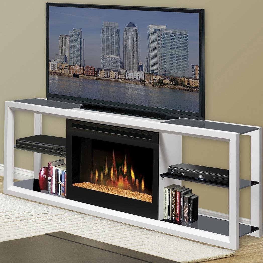 DIMPLEX Novara 64" TV Stand with Electric Fireplace Finish White with