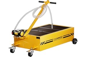 CAMMOO 25 Gal Electric Oil Drain Pan, 110V High-Flow Pump, 9.8 FT Hose, 200 W Motor, 2 Locking Swivel Casters and 2 Directional Wheels Stable, Folding Handle, Heavy-Duty for Trucks, RVs, SUVs, Yellow
