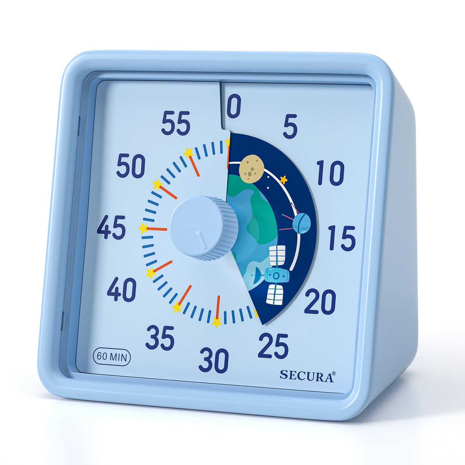 Secura 60-Minute Visual Timer for Kids, Time Clocks, Countdown Timers for Office Kitchen, Kids Classroom Timers, Adhd Timer Management Tool (Blue & Blue)