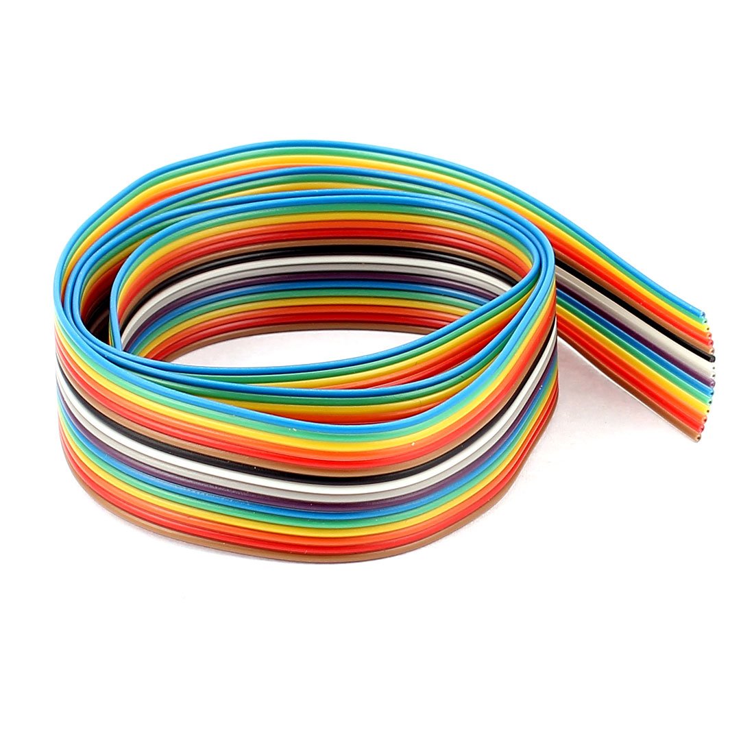 sourcing map 1.27mm Pitch 16 Way Ribbon Jumper Cable Wire Rainbow Color 70CM 2.3Ft