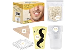 AUPERWEL Nose Wax Kit Men and Women with 30 Applicators (20-30 Uses), Nose Hair Wax Kit for Nose & Ear Hair Removal, Painless & Fast, Long-Lasting Results Up to 5 Weeks (120g Nose Wax)