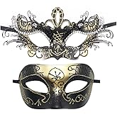 Coolwife Couples Masquerade Masks Metal Venetian Mardi Gras Party Evening Prom Costume Mask