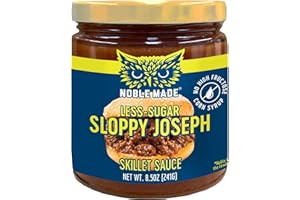 THE NEW PRIMAL Noble Made Less-Sugar Sloppy Joseph Skillet Sauce, 8.5 oz Jar, Gluten Free, Low Sugar, Paleo Friendly, Naturally Sweetened, Easy Dinner, Family Friendly, Just Add Ground Beef or Ground Turkey