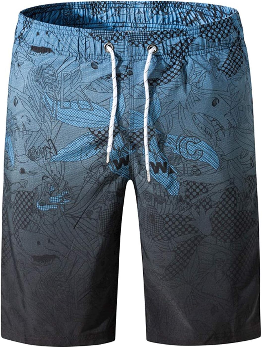 メンズ 水着 サーフパンツ オシャレ 海パン 海水パンツ メッシュインナー 通気速乾 UVカット ボードショーツ ハワイブルー 2XL_実際サイズ3Ｌに相当