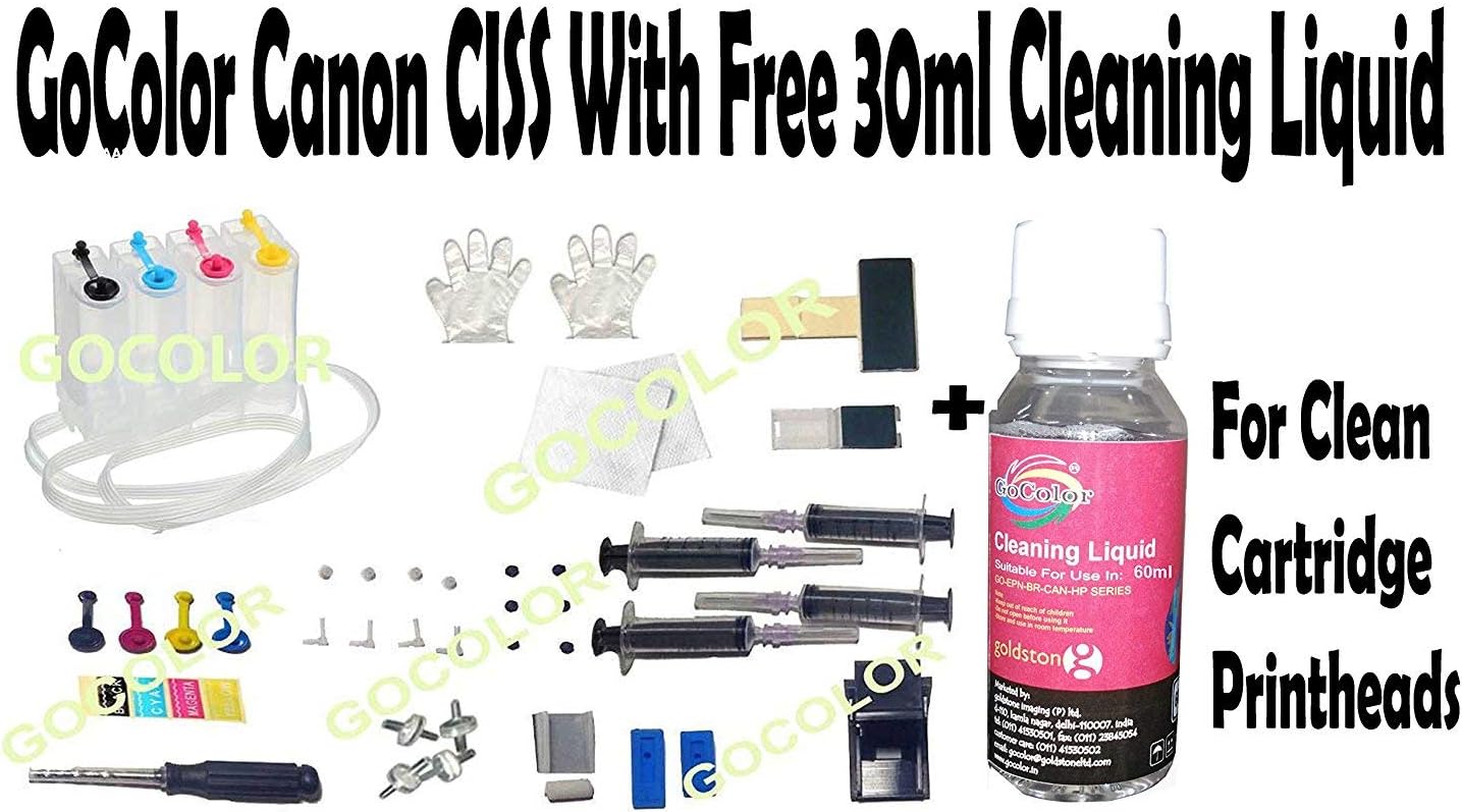 GoColor Empty Continuous Ink Tank Supply System CISS Kit Compatible for Canon Cartridge With 20 Sheet 4R Paper