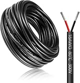 LightingWill 32.8ft 18AWG 2 Core Tinned Copper Low Voltage Wire 10m