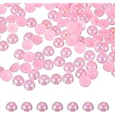 PATIKIL 250 Pcs Light Pink AB Half Round Pearls Beads, 12mm ABS Flatback Rhinestones Pearls for Crafting Jewelry Making DIY Nail Art Clothes Wedding Art Decoration