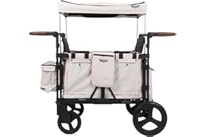 Keenz XC+ 2.0 - Luxury 4 Passenger Stroller Wagon for Kids | Foldable 4 Passenger Quad Seater with Adjustable Canopy | Cream