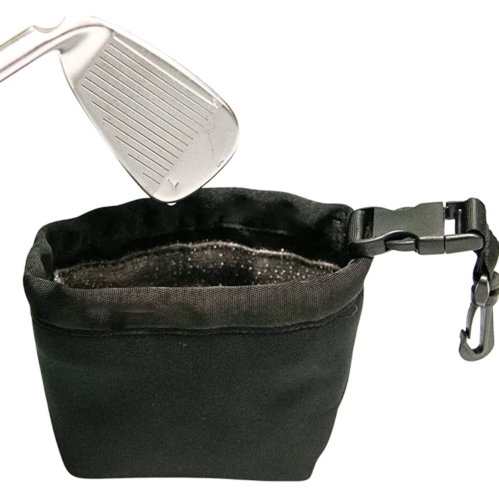 SUBORAWOS Golf Club and Golf Ball Cleaning Bag, Waterproof Liner Detachable Clip, Machine Washable, Golf Accessory Cleaning Bag (Black)