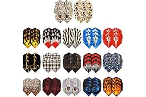 Emperoch 102 Pcs Laser Dart Flights, 17 Designs Standard Dart Flights, Durable PET Darts Tail Wing for Soft Tip Darts and Ste