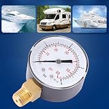 Hilitand Pressure Gauge 0-60psi 0-4bar 1/4" NPT Bottom Mount Metal Case view 3