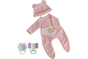 EKOKIZ Reborn Baby Dolls Clothes Pink Bear Patterned Baby Doll Outfits 17-22 Inches Realistic Baby Doll Clothes and Accessories for Newborn Girl Doll