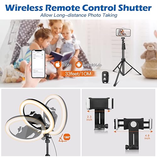 Aureday 12'' Selfie Ring Light with 62'' Tripod Stand and Phone