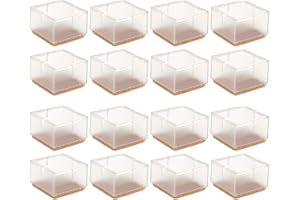 ANWENK Large Table Leg Floor Protectors 1-15/16" to 2-1/16" (49mm-53mm) Large Furniture 2 inch Sofa Leg Caps Square Silicone, Large Chair Leg Tips with Felt Pads Clear (16 Pack)