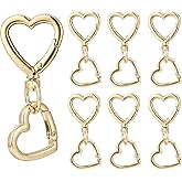 ZROSDSGY 12 Pcs Heart Swivel Spring Clasps，Metal Spring Key Chain Hook Clasps，Clip Hanging Hooks for DIY Crafts Key Chains(Bright Gold)