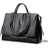 KEEPOP Purses and Handbags for Women Leather Large Crossbody Bags Multiple Pockets Tote Shoulder Bag Work Satchel Black