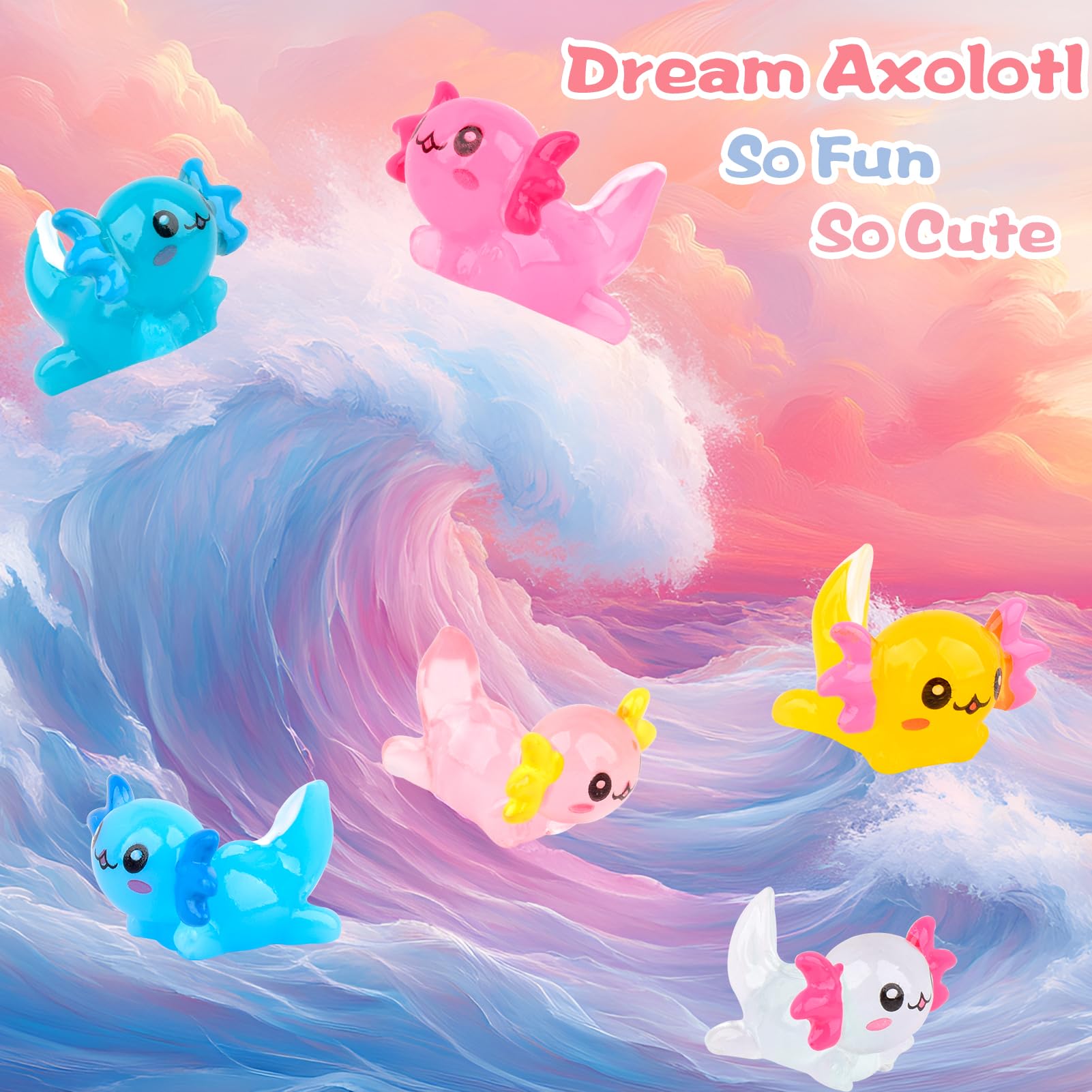 6 Pack Axolotl Slime Kit, Cloud, Butter & Clear, Slime Party Favors for Kids with Axolotl Charms, Soft and Stretchy, Slime for Girls & Boys, Classroom Rewards, Birthday Gifts