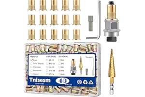 Tnisesm 40Pcs M8 Rivet Nut with Rivet Nut Installation Tool, Carbon Steel Zinc Flat Head Riveter Nutsert Tool Kit