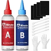 GDDP 5 Minute Epoxy Glue 8.45 fl oz, Fast Cure Clear 2 Part Epoxy Adhesive | Tough Durable Clear Epoxi Adhesives Fast Repair, 2 Part Epoxy Glue Quick Cure Clear for Metal, Wood, Plastic, Glass, Cerami