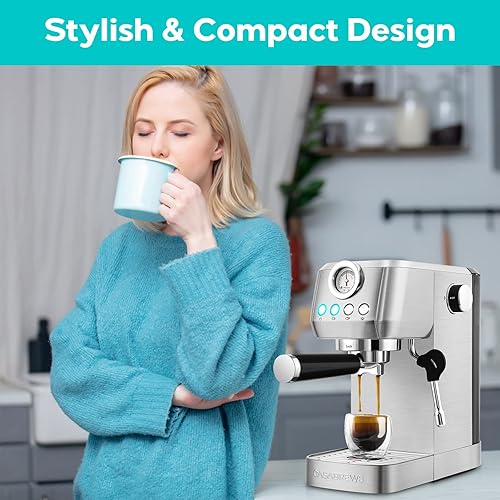 CASABREWS Compact Espresso Machine 20 Bar With Milk Frother Steam