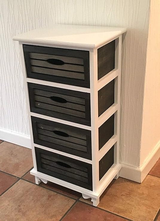 Black and White Chest of Drawers Chic Bedroom Bathroom Furniture Wood Storage Amazon.co.uk
