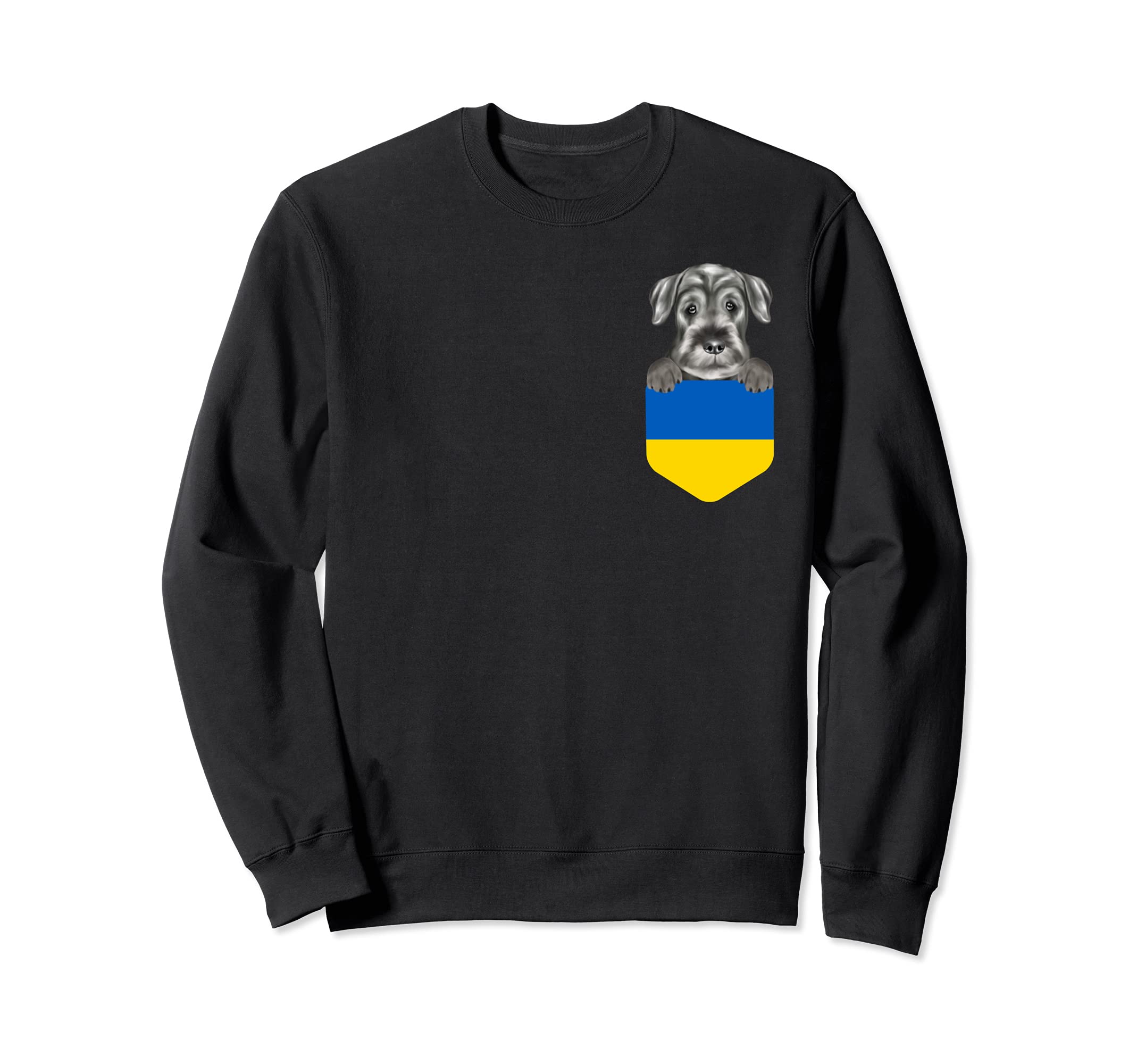 Ukraine Flag Standard Schnauzer Dog In Pocket Sweatshirt