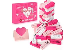 MAKER PLANET Lust Tower Couples Game for Adults, 54pcs Pink Wooden Blocks with 6 DIY Naughty Challenges, Romantic Stacking Tower for Date Night Ideas, Valentine, Wedding, Fun Couple Gift for Him, Her, Lovers