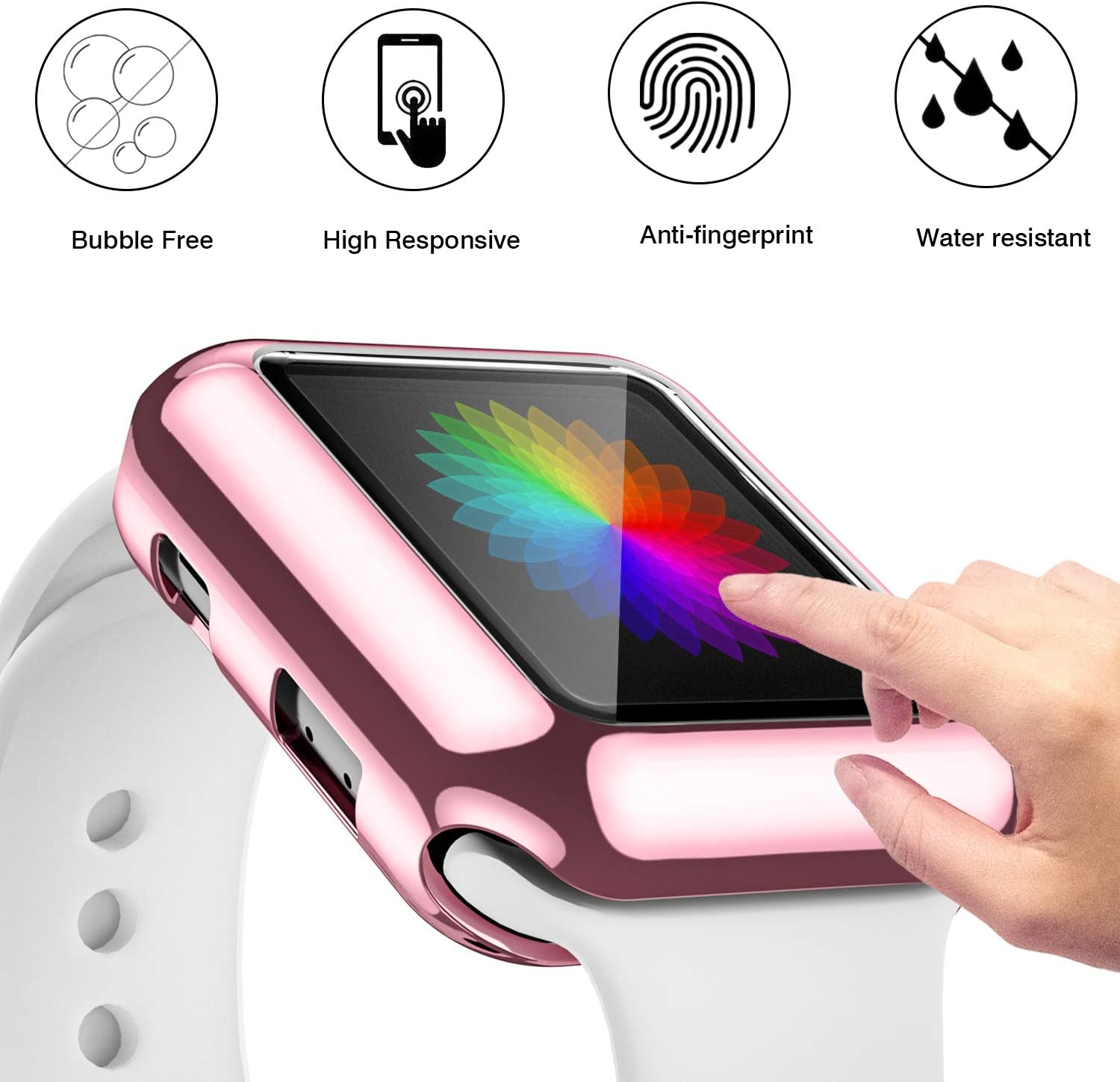 Dirrelo 3 Pack Case Compatible with Apple Watch Series 3/2/1 38mm Screen Protector - Image 5