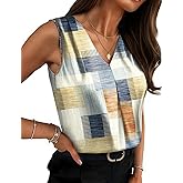 OFEEFAN Womens Tank Tops V Neck Silk Satin Camisole Pleated Sleeveless Blouses Dressy Casual Business Summer Basic Tank Shirt