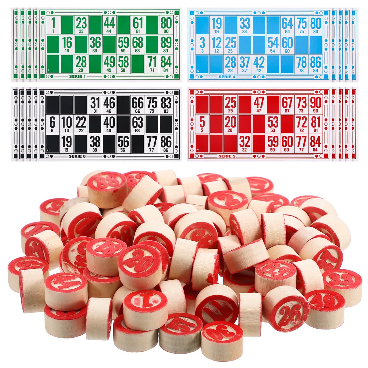 ibasenice Russian Lotto Wooden Bingo Game Set - Traditional Family Party Game with Wooden Barrels, Cards, and Chips for Kids and Adults