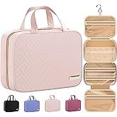 HOTOR Travel Toiletry Bag w/Hanging Hook - Spacious Toiletry Bag Essentials for Women & Men, Makeup Bag/Big Comparment, Water