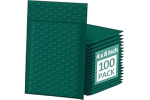 Famagic Bubble Mailers - 4x8 Inch 100pc Ultramarine Green Shipping Bags, Chic Packaging Bags For Small Business, Colored Padd