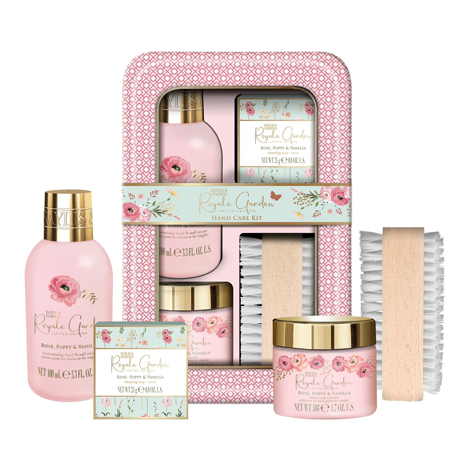 Baylis & Harding Royale Garden Rose, Poppy & Vanilla Luxury Pamper Keepsake Tin Gift Set - Vegan Friendly (Pack of 1)