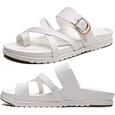 KuaiLu Womens Orthopedic Sandals With Comfortable Arch Support Cushion Yoga Mat Slides Fashion Summer Beach Flat Sandles Adjustable Open Toe Travel Outdoor Plantar Fasciitis Flip Flops US Size 5-11