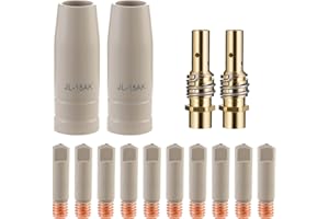 Welding Knight MIG Welding Tips with Non-Stick Coating, Ceramic Welding Nozzle Replacement MB15 15AK MIG Welding Gun Accessories, compatible with 15AK Welding Gun Torch (coated .035" Kit) 14-pk