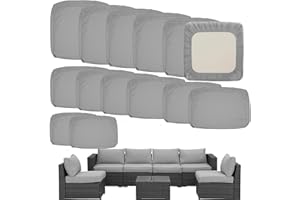 TECOSARA Outdoor Cushion Covers Replacement 14 Pcs Patio Cushion Covers fit for 7Pieces 6-Seater Wicker Rattan Sectional Couc