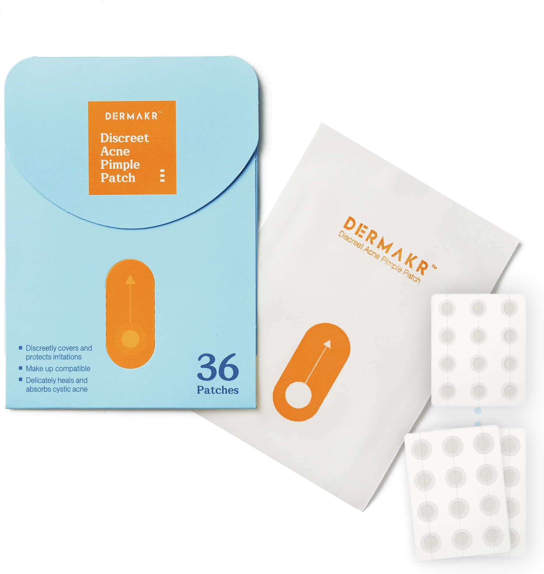 DERMAKR Discreet Acne Pimple Patch/Spot Cover & Treatment Solution Cystic/Hydrocolloid Facial Stickers/Waterproof Patches Quick Healing Pimples Value Pack:36 Patches