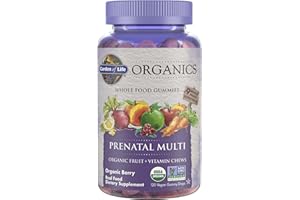 Garden of Life Organics Prenatal Gummies Multivitamin with Vitamin D3, B6, B12, C & Folate for Healthy Fetal Development – Organic, Non-GMO, Gluten-Free, Vegan, Berry Flavor, 30 Day Supply