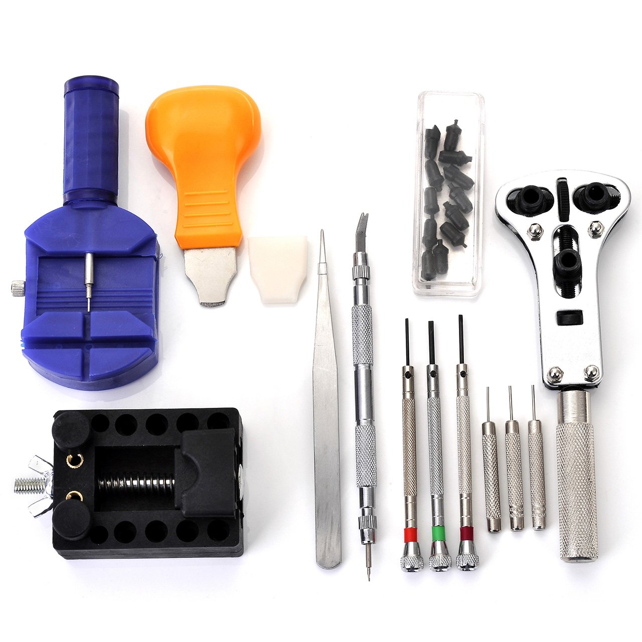 JSDDE Uhrenwerkzeugset 13-teilig in Nylontasche Uhrwerkzeug Uhrmacherwerkzeug Reparatur Set für jedermann