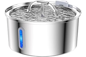 Cat Water Fountain, GPOSY 108oz/3.2L Cat Fountain, Automatic Dog Water Dispenser with LED Light and Circulating Filtration System for Cats, Dogs, Multiple Pets