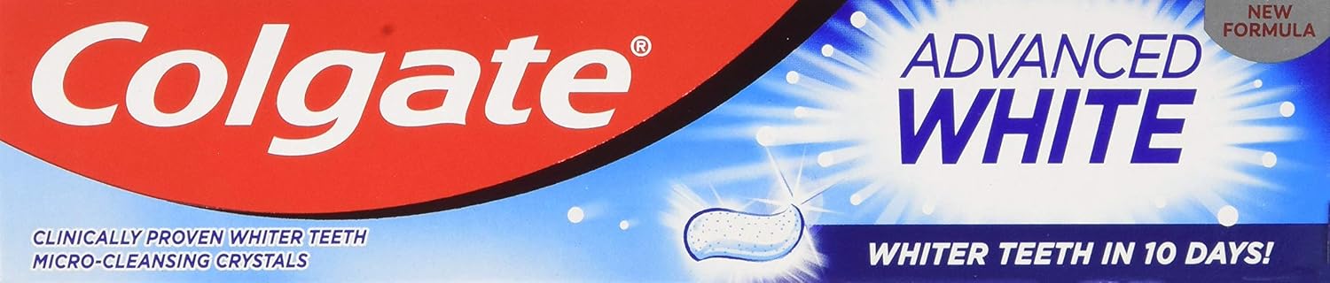 Colgate Advanced White Toothpaste, 6 x 75 ml, Whiter teeth in 10 Days, Clinically proven whitening