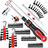 64-Piece Magnetic Ratchet Screwdriver Bit Set, Nut Driver Set, S2 Bits | Telescoping Magnetic Pickup Tool, Torx, Phillips, Slotted &amp; Hex Bits, CR-V Steel Construction for Repair, Garage and DIY
