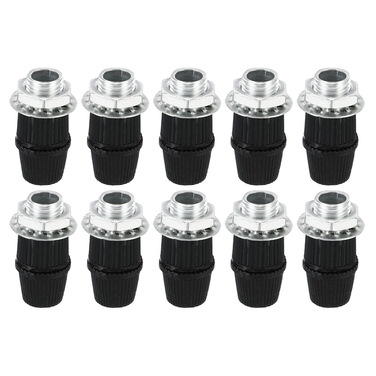 PATIKIL Lighting Cord Grips Connector, Carbon Steel Light Cable Glands with Threaded Pipe, 10Pcs for Wiring Hanging Light Ceiling Pendant Lamp, Black