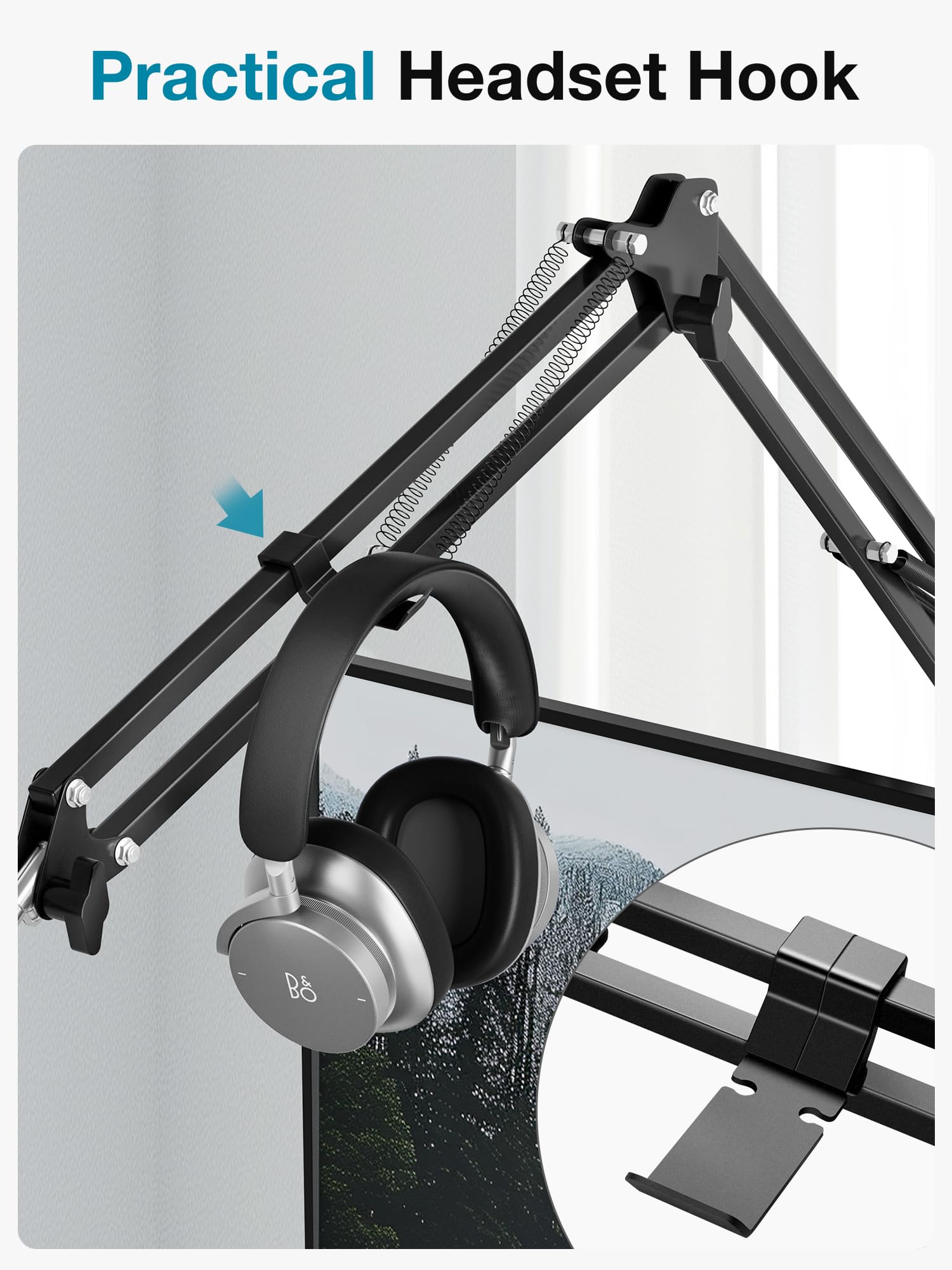 Mua Desk Mic Stand, 360° Rotatable Overhead Mic Boom Arm Microphone Stands High Riser for Blue