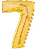 Betallic Folienballon Zahl 7 In Gold – 40 Zoll (ca. 1 M), Mit Helium Befüllbar, Selbstschließendes Ventil
