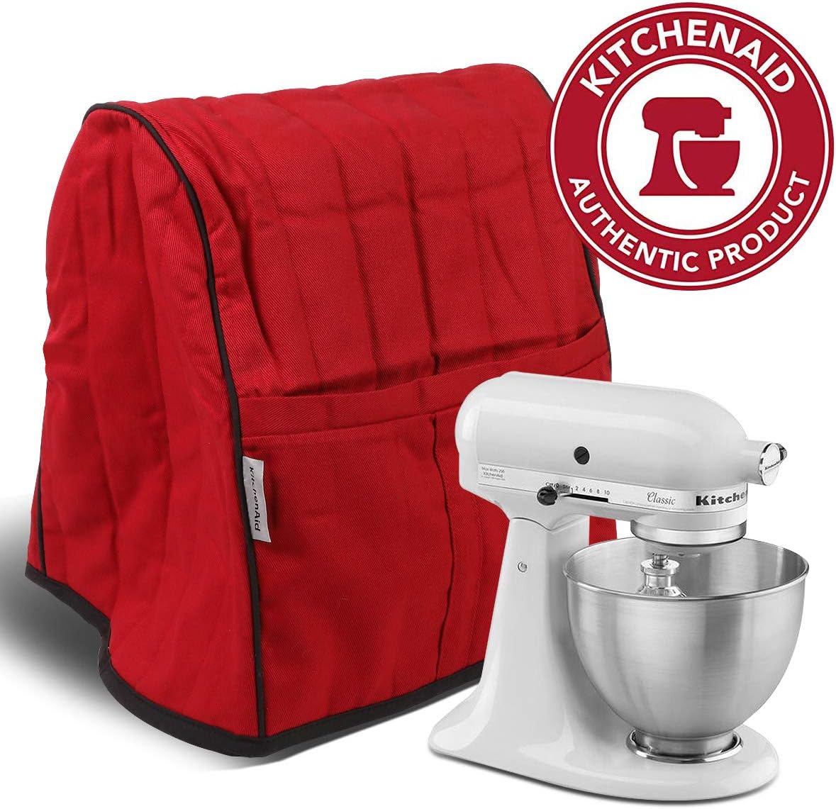 Magshion Stand Mixer Quilted Organizer Bag Mat, Cloth Dust Cover with Case Pockets - Empire Red
