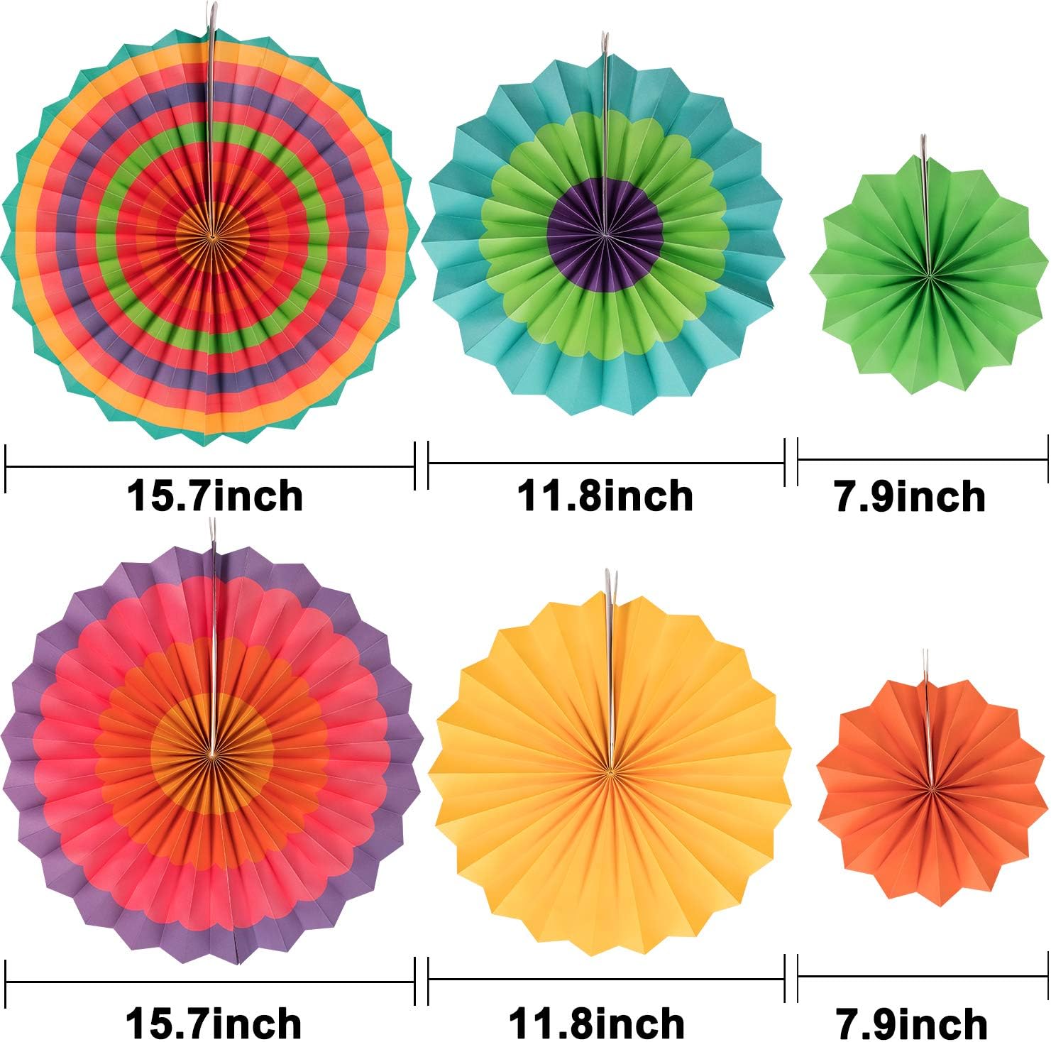 Whaline 28Pcs Colorful Birthday Decorations, Fiesta Hanging Paper Fans,Hanging Swirl,Polka Dot String,Pom Poms Flowers,Happy Birthday Banner,Paper Garland for Birthday Wedding Decor Mexican Party: Toys & Games