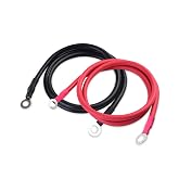 Cable Matters 6 Gauge Battery Inverter Cable, 3ft, Black | Oxygen-Free Copper, 5/16 in Ring Terminals, Heat-Shrink Tubing, Flexible PVC Jacket