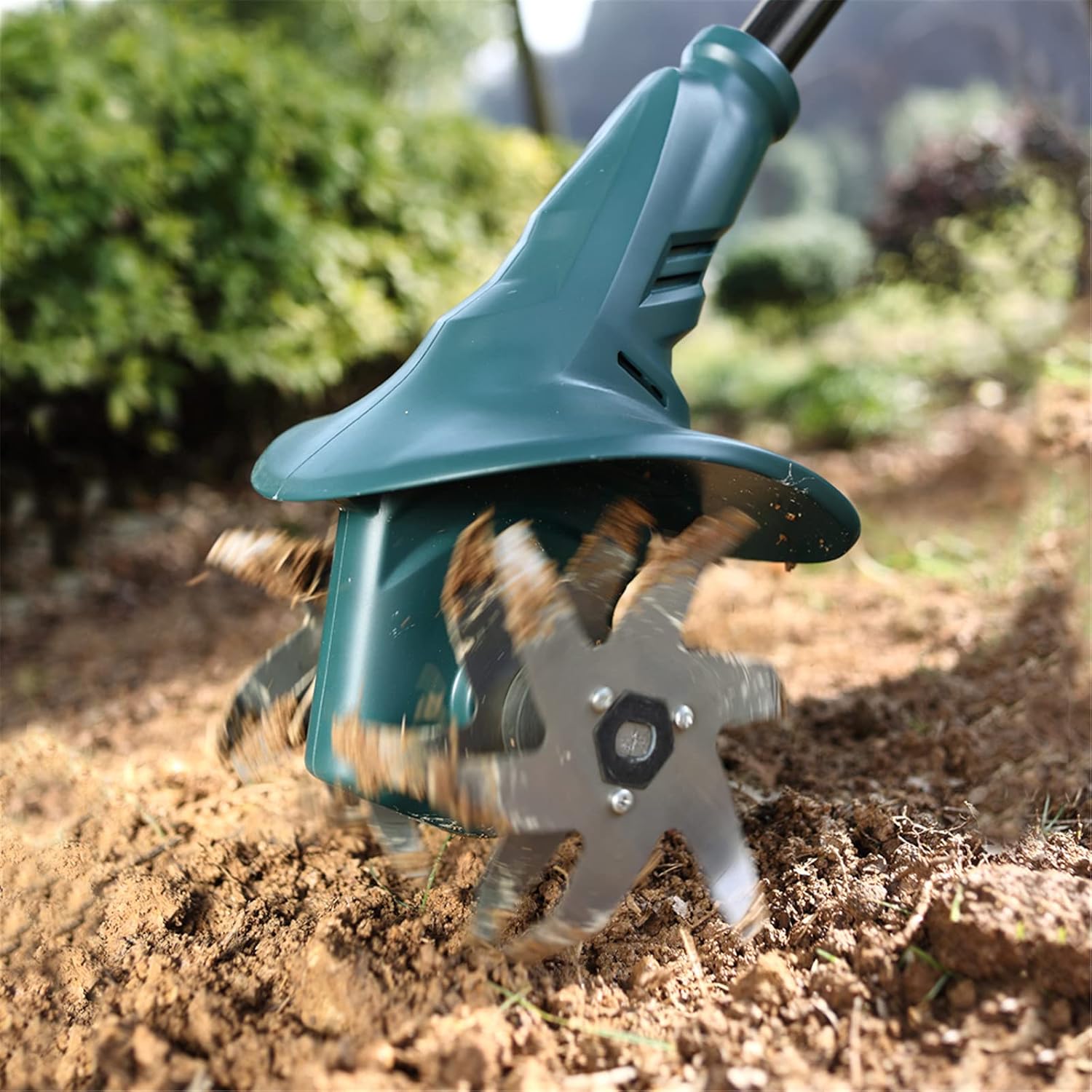 18V Tiller Garden Rotary Mini Cultivator Machine Cordless Garden Power Tool Professional Portable Cultivator for Vegetable Plots, Greenhouses,Two batteries: Home Improvement