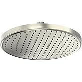 SparkPod 10 Inch Round Rain Shower Head - Ceiling or Wall Mount Rainfall Shower Head - Large Coverage Showerhead - Brass Ball